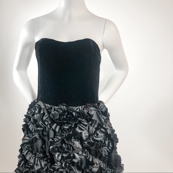 Marc Jacobs black silk velvet ruffle bustier dress - Picture 4 of 13